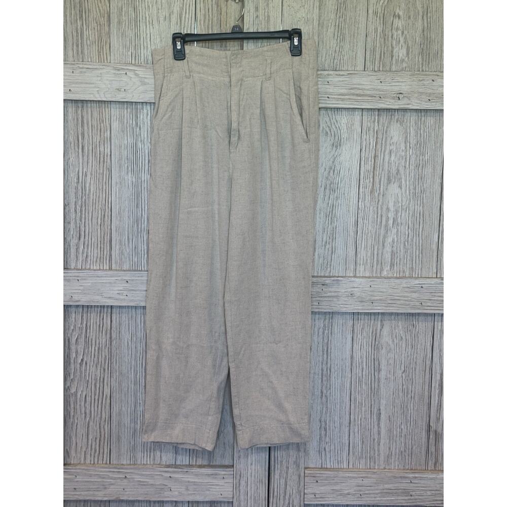 Gilli Linen Blend High Rise Beige Khaki Zip Waist Pants Medium Pleated
